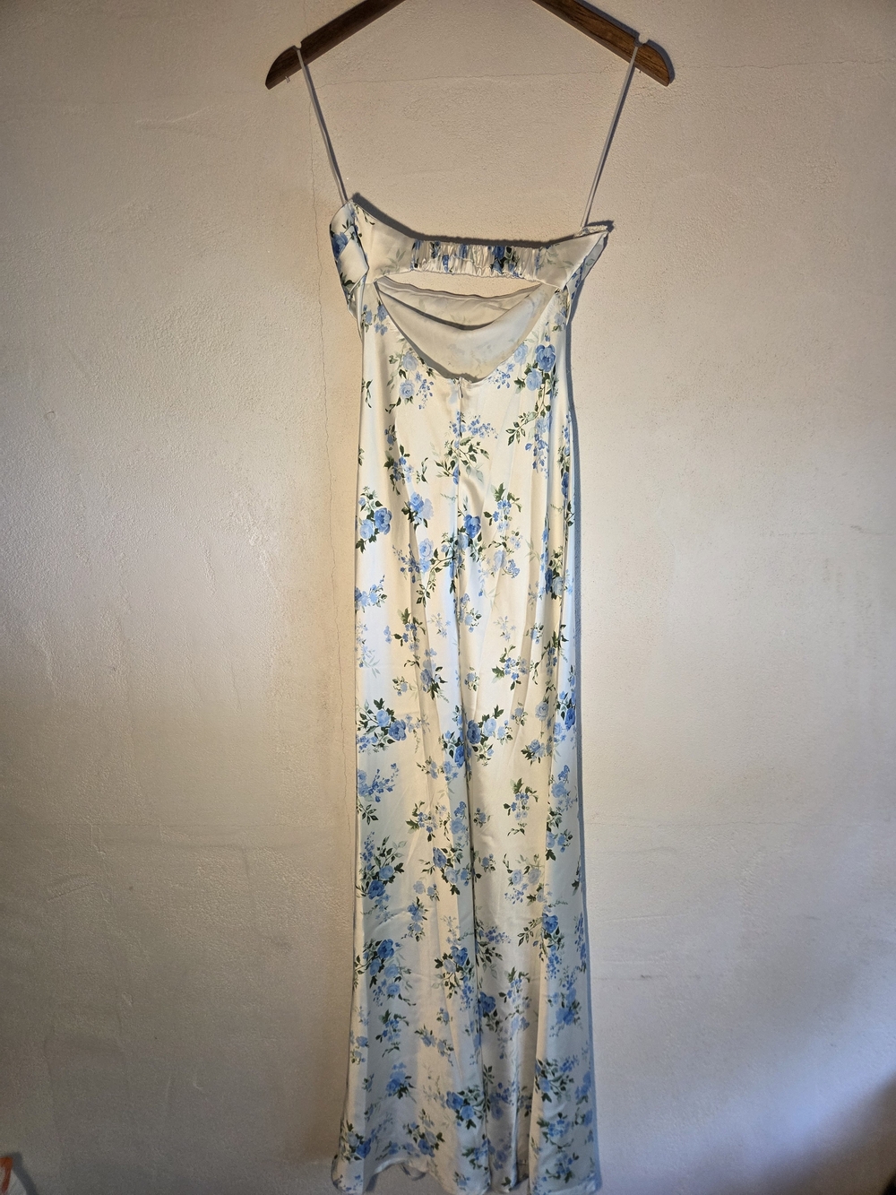 Altard State Blue Floral Satin Maxi Dress Women's S Cowl Neck Slip - Picture 6 of 8